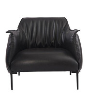 MLF Accent Archibald Lounge Arm Chair Upholstered in Best Aniline Leather, Black Color