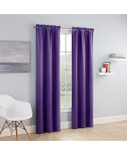 ECLIPSE Tricia Modern Room Darkening Thermal Rod Pocket Window Curtains for Bedroom (2 Panels), 52 in x 63 in, Purple