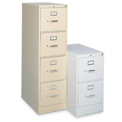 Vertical File Cabinet - 25" Of Front-To-Back Filing Space - 4 Letter Drawers - Light Gray - Light Gray