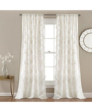 Lush Decor, White Ruffle Diamond Curtains Textured Window Panel Set for Living, Dining Room, Bedroom (Pair), 84 x 54, 2 Count