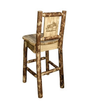 Montana Wooodworks glacier country collection Barstool with Back with Laser Engraved Moose Design