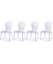 2xhome - Belle Style ghost chair ghost Armchair Dining Room chair - Armchair Lounge chair Seat Higher Fine Modern Designer Artistic classic Mold (clear Bella X4)