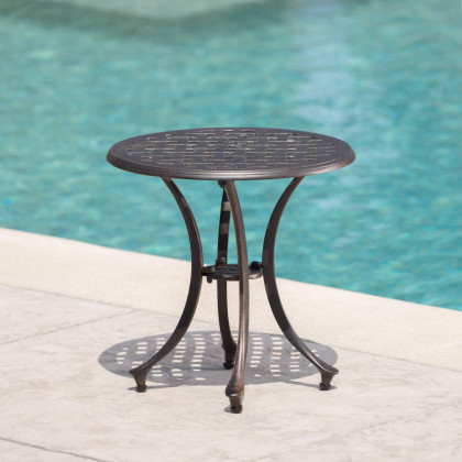 Christopher Knight Home Lola Outdoor 19" Cast Aluminum Side Table, Bronze Finished