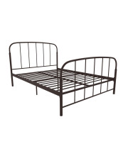 DHP Lafayette Metal Platform Bed with Rustic Style Curved Headboard and Footboard, Adustable Base Height for Underbed Storage, No Box Spring Needed, Full, Bronze