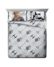 Star Wars Ep 8 Epic Poster gray 4 Piece Queen Sheet Set with chewbacca Stormtrooper