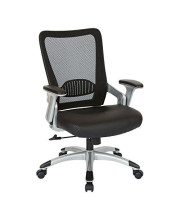 Office Star EMH Series Screen Back Adjustable Office Desk Chair with Padded Seat and Lumbar Support, Black Faux Leather