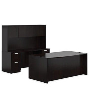 Offices To Go Executive Desk W/Hutch Bow Front Executive Desk 71"W X 36/41"D X 29 1/2"H Credenza 71"W X 24"D X 29 1/2"H Hutch 71"W X 15"D X 36"H Includes Slkb Keyboard Tray - American Espresso