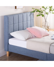 ZINUS Lottie Upholstered Platform Bed Frame / Mattress Foundation / Wood Slat Support / No Box Spring Needed / Easy Assembly, Blue Slate, Queen