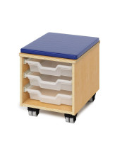 Whitney Brothers WB1811 Teachers Rolling Stool with Trays, Natural UV, 18.5x14.5x16.5