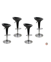 Madison Park Set of 4 Blake Modern Bombo Style Bar Stool (Black) with Footrest & Adjustable Height for Home, Kitchen, Office, Reception and Waiting Area
