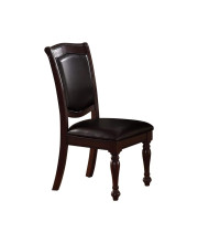 Benjara Rubber Wood Dining Chair (Set Of 2), Dark Brown/Black