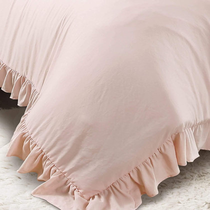 Lush Decor Reyna Comforter Ruffled 3 Piece Bedding Set with Pillow Shams - King - Blush