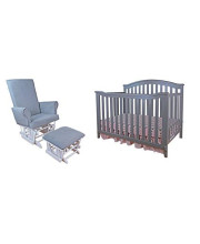 Athena Kali 4-in-1 Crib with Modern Glider Chair and Ottoman, Grey
