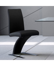 Zuri Furniture Modern Mesa Dining chair in Black Leatherette and Stainless SteelA