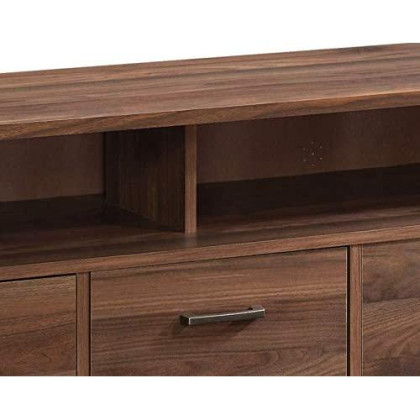 3-Door TV Stand Storage Cabinet Console for TVs up to 50", Brown Canyon Walnut