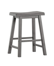 Inspire Q Salvador II Saddle Seat 24-inch counter Ight Backless Stools (Set of 2) by classic grey Antique, Wood Finish