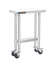 Food Prep Stainless Steel Table - DuraSteel 24 x 12 Inch Metal Table Cart - Commercial Workbench with Caster Wheel - NSF Certified - For Restaurant, Warehouse, Home, Kitchen, Garage