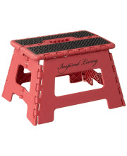 Inspired Living 9 Step Stool, Folding Step Stools for Adults, Plastic Foldable Step Stools Kids, Holds Up To 330 lbs, Collapsible Folding Stool for Kitchen, Bathroom, Bedroom - Red
