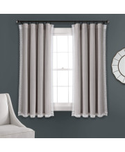 Lush Decor Rosalie Farmhouse Window curtains Rustic Style Panel Set for Living, Dining Room Bedroom (Pair), 54W x 63L, Light gray
