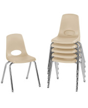Factory Direct Partners 10368 16 School Stack chair, Stacking Student Seat with chromed Steel Legs and Nylon Swivel glides for in-Home Learning or classroom - Sand (6-Pack)