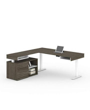 Bestar 72W L-Shaped Standing Desk with Credenza