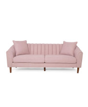 Christopher Knight Home Susan Fabric 3 Seater Sofa, Light Blush + Dark Brown