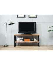 Reclaimed Fir Two-Shelf Tv Stand Brown Industrial Rustic Urban Metal Wood Weathered Finish