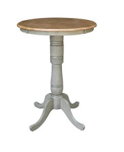 International Concepts 30-inch Round Top Pedestal Table - Bar Height - Hickory/Stone