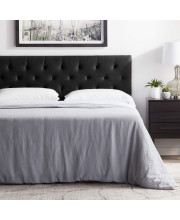 LUCID Mid-Rise Diamond Tufted Upholstered Black Attach Frame-Wall Mount-Headboard Only - Queen Platform
