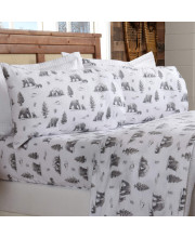 great Bay Home 100 Turkish cotton King Lodge Holiday Flannel Sheet Set Deep Pocket, Soft Sheets Warm, Double Brushed Bed Sheets Anti-Pill Flannel Sheets (King, North Pole Polar Bears)