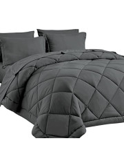 cozyLux Twin Bed in a Bag comforter Sets with comforter and Sheets 5-Pieces for girls and Boys Dark grey All Season Bedding Sets with comforter, Pillow Sham, Flat Sheet, Fitted Sheet and Pillowcase
