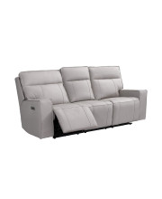 Abbyson Living Leather Upholstered Power Reclining Sofa with Power Headrest, grey