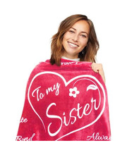 Sister Gift Blanket - Gifts for Women - Gifts for Sister Birthday Gifts from Sister in Law or Brother for Mothers Day, Valentines Day or Christmas - Super Soft Throw 65 x 50 (Rose Pink)