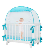 L RUNNZER Baby Pop Up Tent, Toddler Crib Net to Keep Baby from Climbing Out, See-Through & Breathable Safety Crib Canopy Against Falls & Bites, Fits Most Standard Cribs