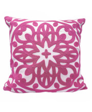 Alysheer Embroidered Decorative Throw Pillow cover 18x18, cozy Fashion Mandala chic Knit Pattern, Soft 100 cotton canvas Hot Pink cushion case for Sofa couch Bedroom gifts (FuchsiaAPink)