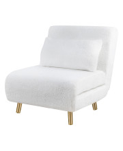 GIA Tri-Fold Convertible Polyester Sofa Bed Chair with Removable Pillow and Legs, Set of 1, Arctic White