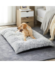 BFPETHOME Dog Beds for Large Dogs, Plush Dog Crate Bed Fluffy Cozy Kennel Pad for Sleeping &Ease Anxiety, Washable Dog Mats with Anti-Slip Bottom for Large Medium Dogs
