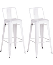 Ac Pacific Modern Light Weight Industrial Metal Bucket Back Barstool, 30 Seat Height counter Stool (Set of 2) Distressed Snow White