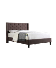 Home Life Premiere classics cloth Brown Linen 51 Tall Headboard Platform Bed King with Slats - 007