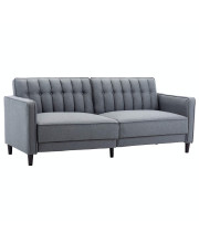 AC Pacific Noah Mid Century Modern Button-Tufted Living Room Sofa Bed, Steel Grey