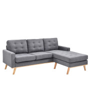 AC Pacific Shelby Mid Century Modern Living Room Tufted Sectional Set, LF, Pewter Grey