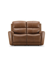 Abbyson Living Tinley Leather Power Reclining Loveseat with Power Headrests, Camel
