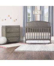 Forever Eclectic Cottage Curve Top 3-Piece Nursery Set with 4-in-1 Convertible Crib, 3-Drawer Dresser, and Changing Table Topper by Child Craft (Dapper Gray)
