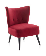 BELLEZE Modern Velvet Accent Chair, Elegant Wingback Seating with Tufted Button Details, Contemporary Design for Living Room, Bedroom, Office - Sheila (Red)
