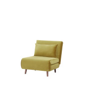 gIA Tri-Fold convertible Velvet Sofa Bed chair with Removable Pillow and Legs, Sunflower Yellow