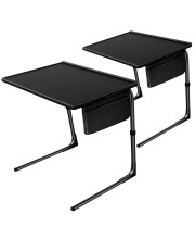 Totnz TV Tray Table, Folding TV Dinner Table Comfortable Folding Table with 3 Tilt Angle Adjustments for Eating Snack Food, Stowaway Laptop Stand (2 Pack)