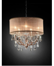 Silver and Pink Faux Crystal Hanging Chandelier Lamp