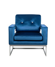 GIA Home Furniture Series Living Room Chair with Wooden Frame, Metal Legs, Back and Seat Cushion, Blue