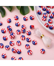 100pcs Independance Day Polymer clay 4th of July Spacer Beads for Women girls Jewelry Making DIY Bracelet Necklace Kit (American Flag)