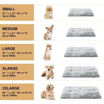 BFPETHOME Dog Beds for Large Dogs, Plush Dog Crate Bed Fluffy Cozy Kennel Pad for Sleeping &Ease Anxiety, Washable Dog Mats with Anti-Slip Bottom for Large Medium Dogs (36 Plus(36 x 27 inch), Grey)